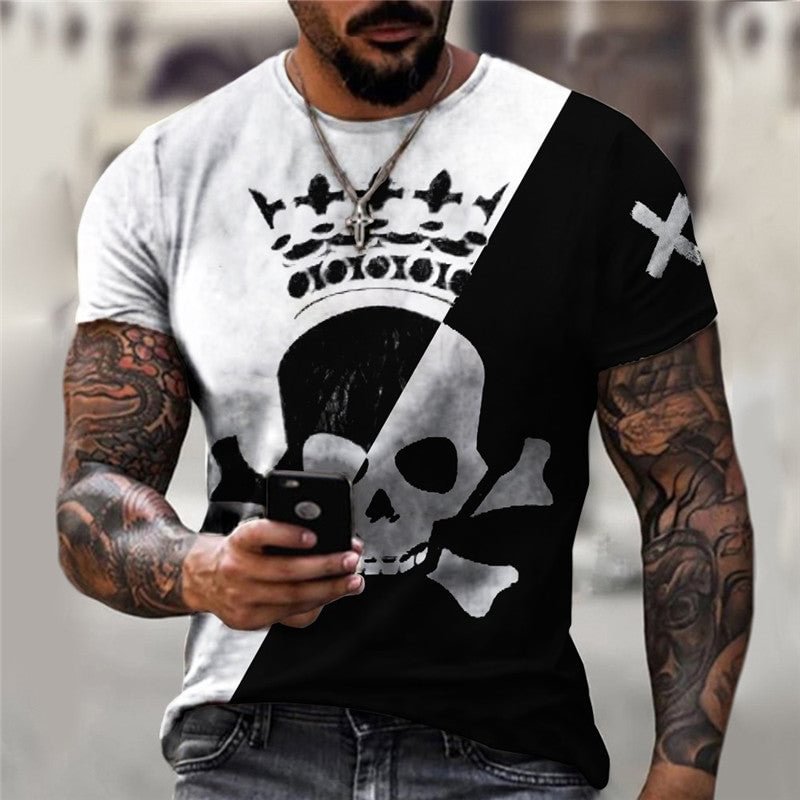 Fashion Men's Short Sleeve Skull T-Shirt