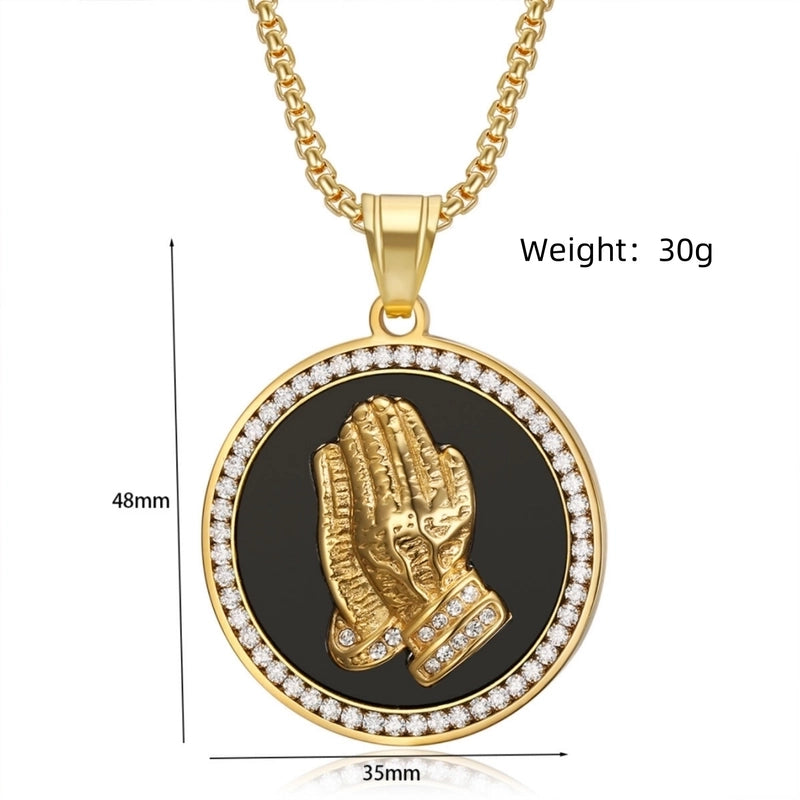 Hip-Hop Hand Titanium Steel Plating Zircon 18K Gold Plated Men’s