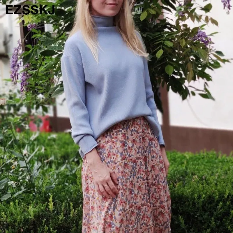oversize Sweater Women Pullover Casual Turtleneck Long Sleeve chic loose 2021 Knit Sweater Female Jumpers soft top