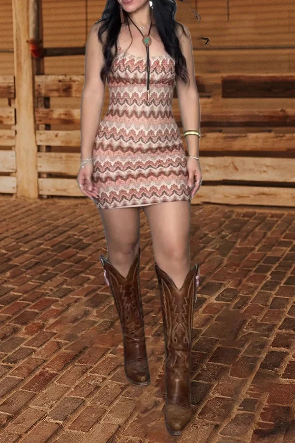 Western-style Slim Suspender Dress