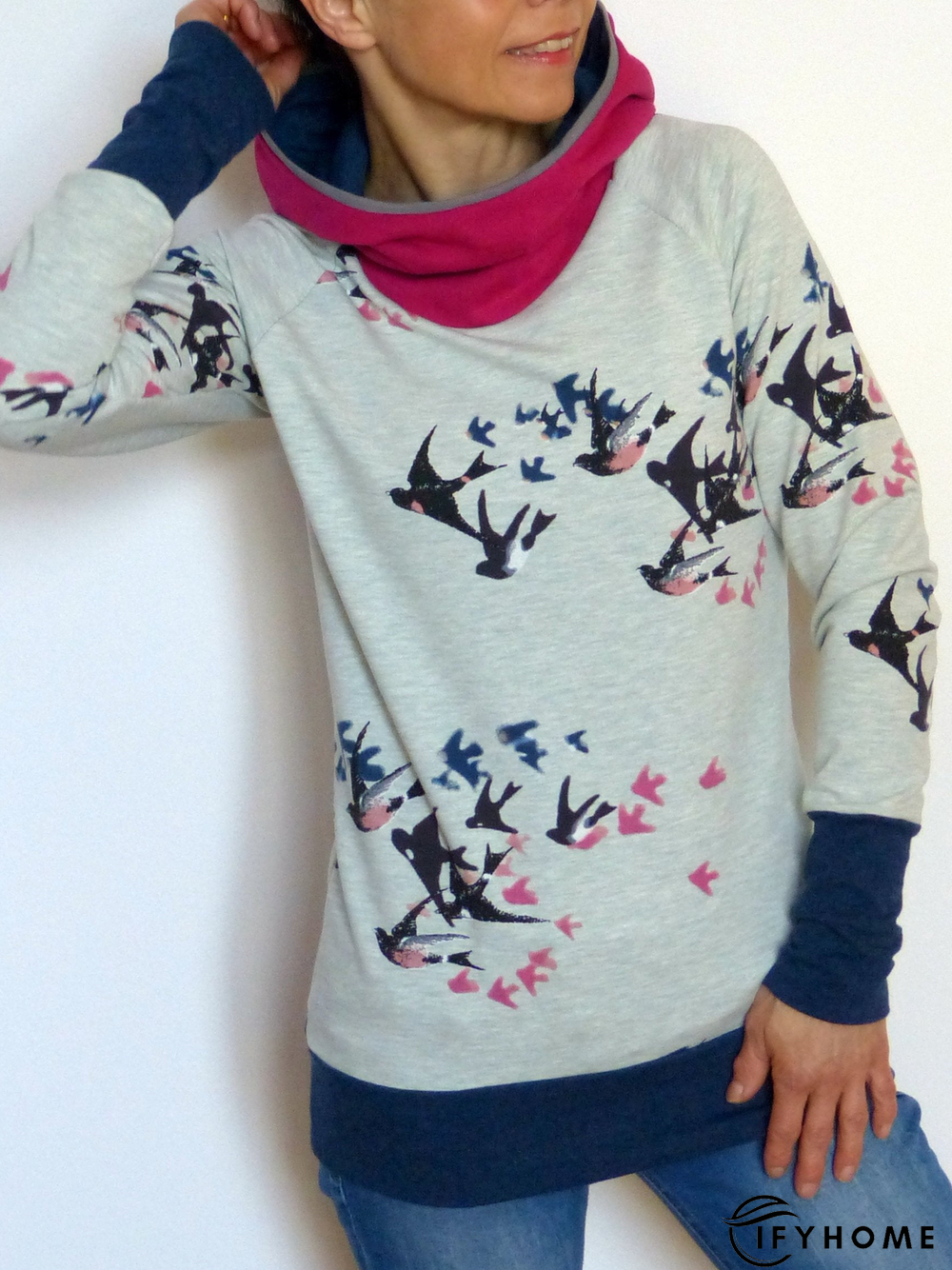 Fit Cotton-Blend Casual Cowl Neck Causal Top | IFYHOME