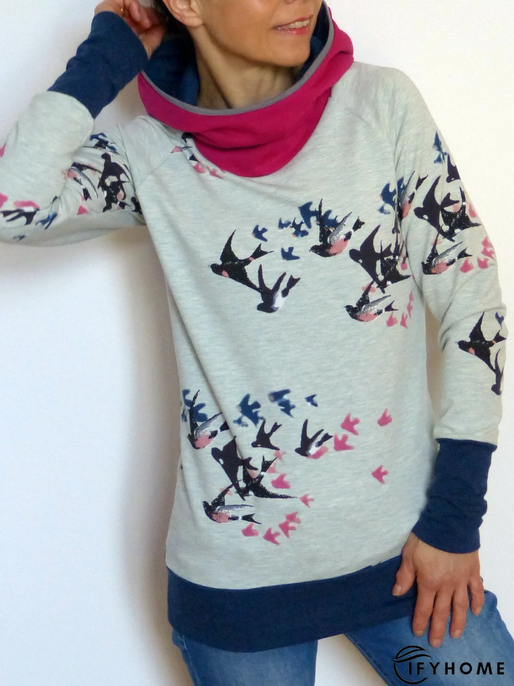 Fit Cotton-Blend Casual Cowl Neck Causal Top | IFYHOME