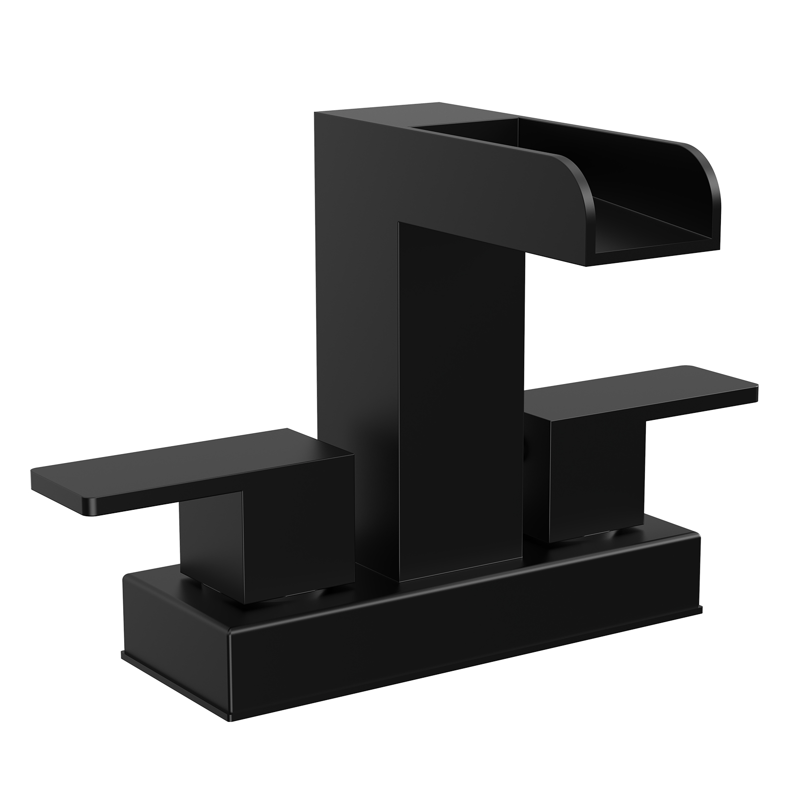Open Trough Waterfall 4 in. Centerset Double Handle Bathroom Faucet 1.03 GPM in Matte Black – Drain Not Included