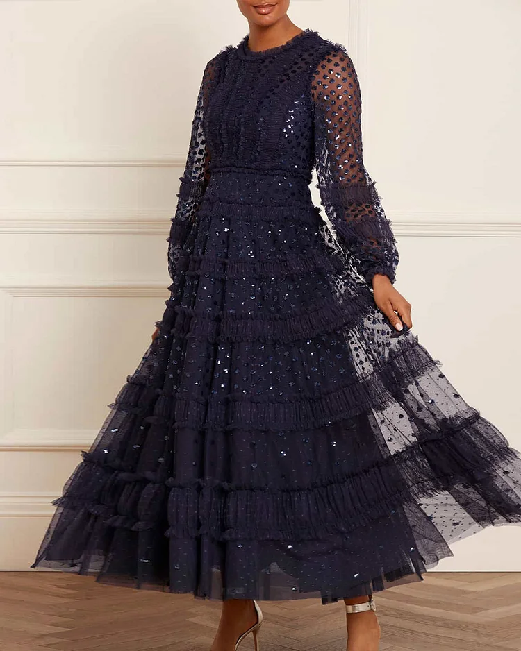 Dot Shimmer Ankle Gown 