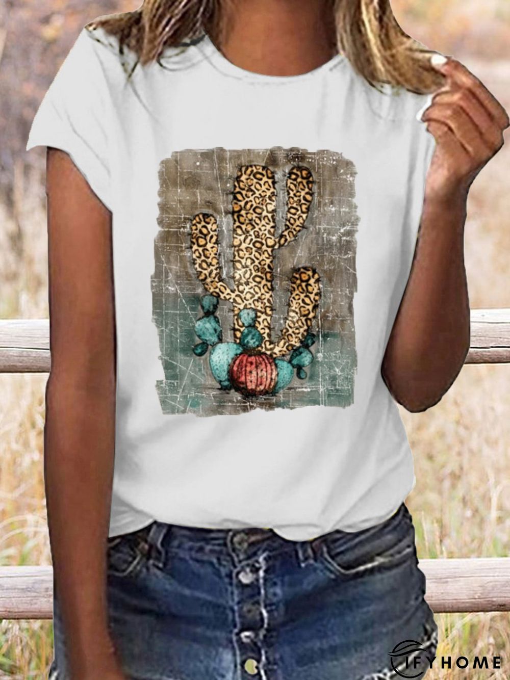 Printed Casual Short Sleeve Crew Neck T-shirt | IFYHOME