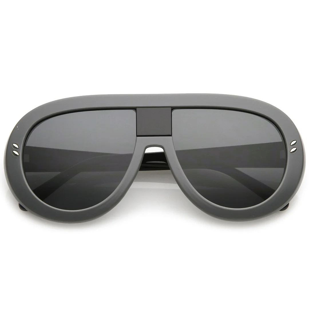 Oversize Chunky Teardrop Shape Flat Lens Aviator glasses 58mm