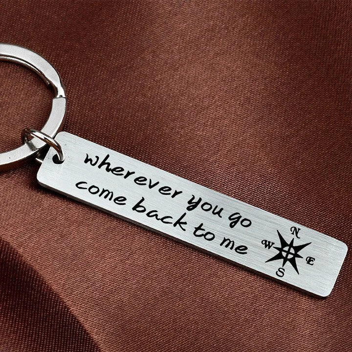 Wherever You Go Come Back to Me Keychain Gift for Couple