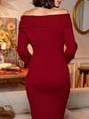 Retro Off-The-Shoulder Slim Split-Side Solid Color Sweater Midi Dress