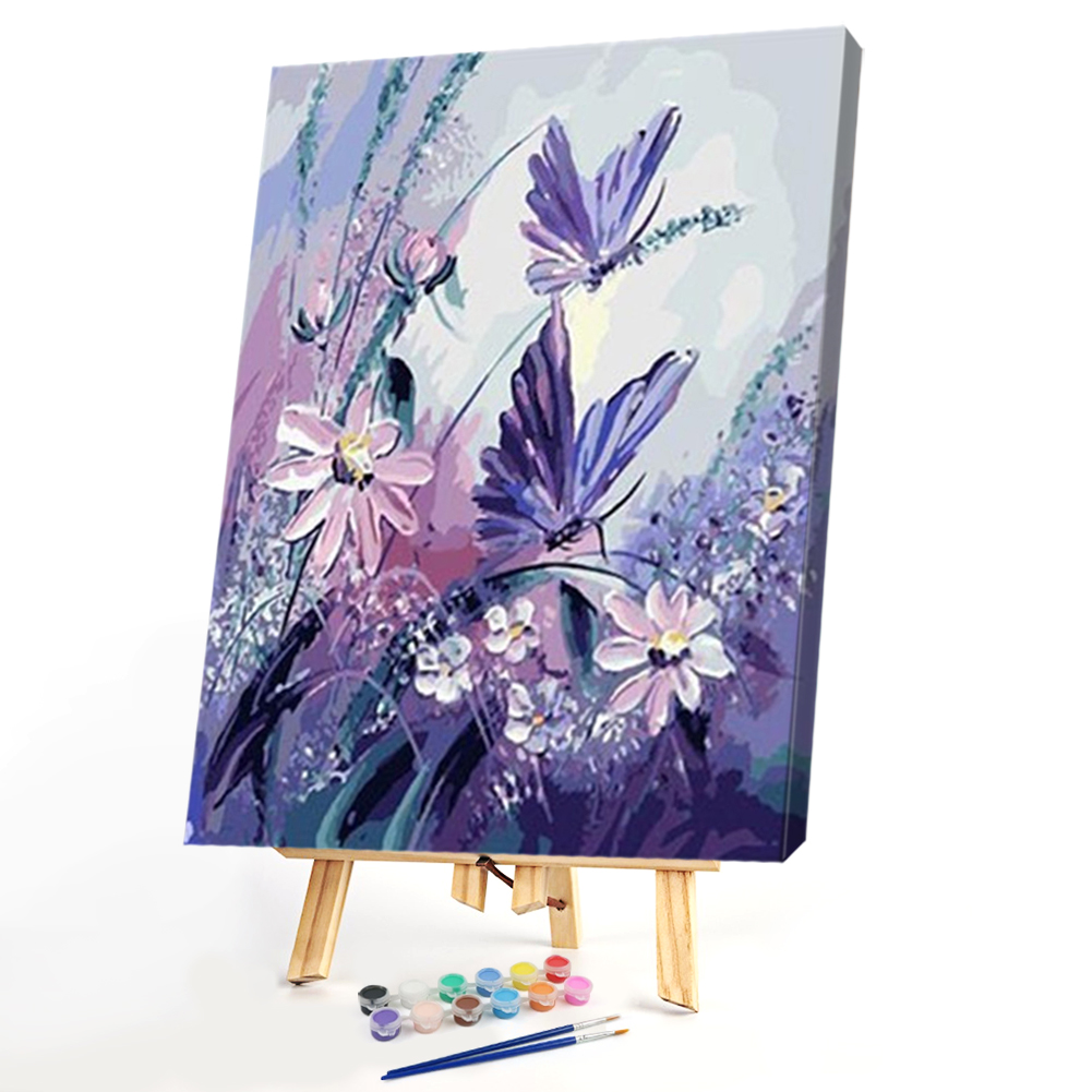 

30*40CM Paint By Numbers-Purple Butterfly Flowers, 501 Original