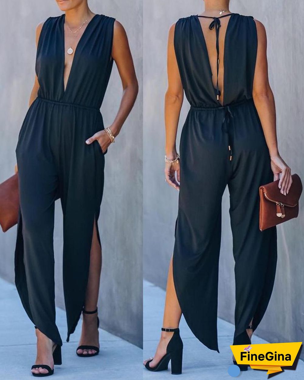 Long Slit Jumpsuit