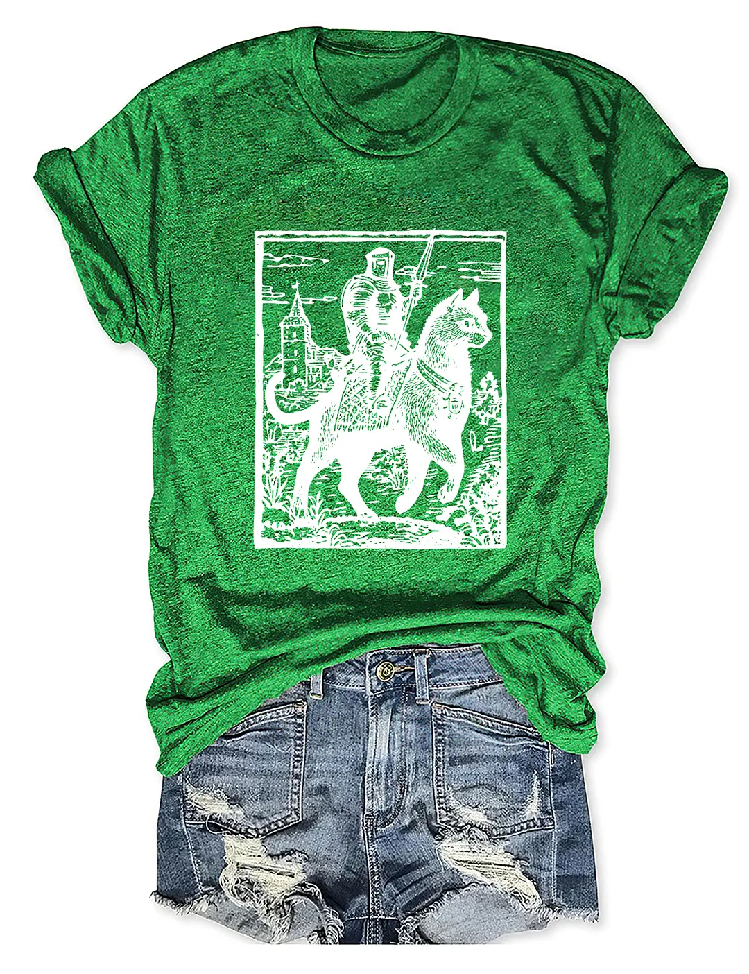 Knight Cat Rider Vintage T-shirt