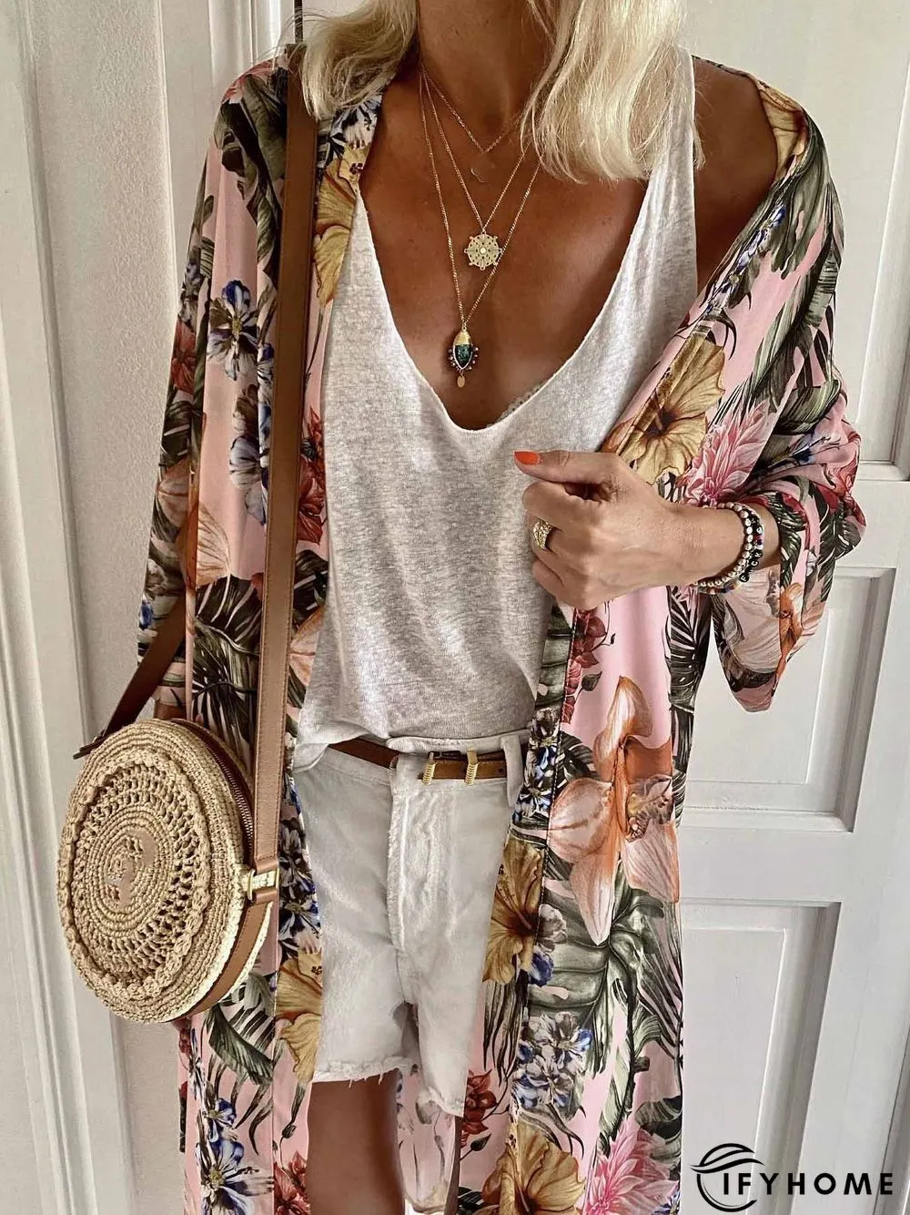 Loose Others Vacation Red Floral Cardigan | IFYHOME