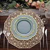 10 Pack | 8" Dusty Blue Plastic Dessert Salad Plates, Disposable Tableware Round With Gold Scalloped Rim
