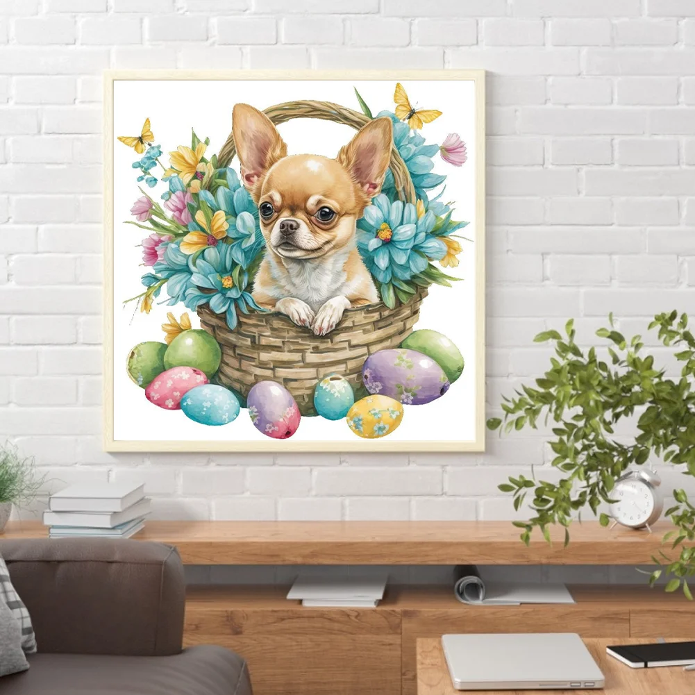 Diamond Painting - Full Round Drill - Easter Dog(Canvas|30*30cm)