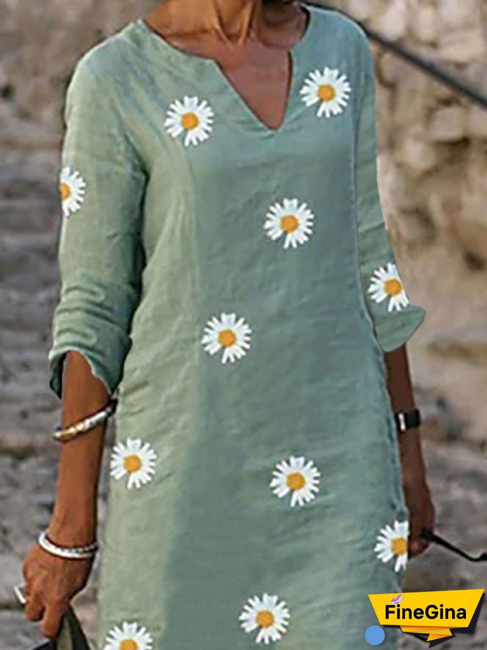 Women Casual Autumn Daisy Polyester Lightweight Daily Loose Best Sell A-Line Dresses