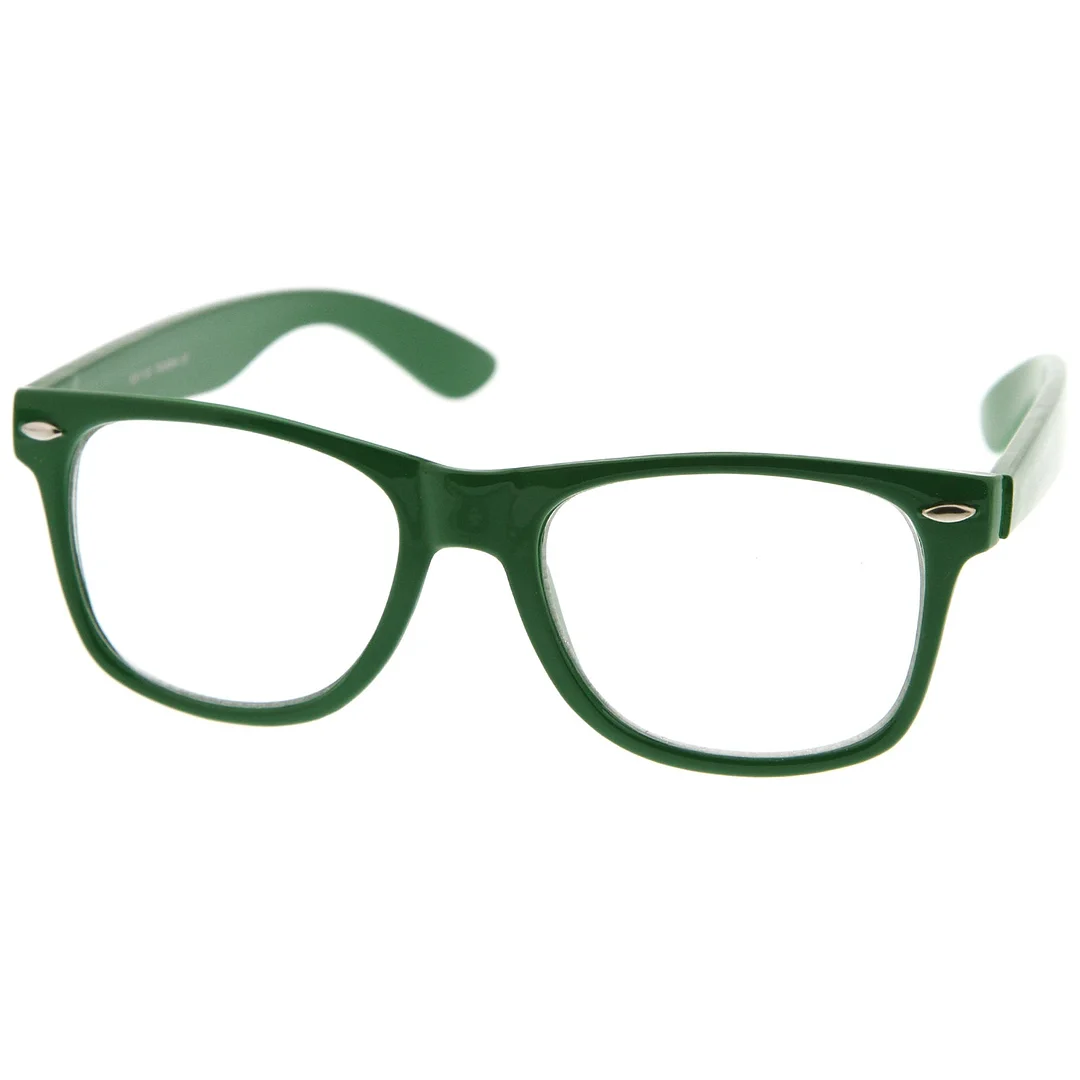 Retro Wide Temple Clear Lens Horn Rimmed Eyeglasses 54mm