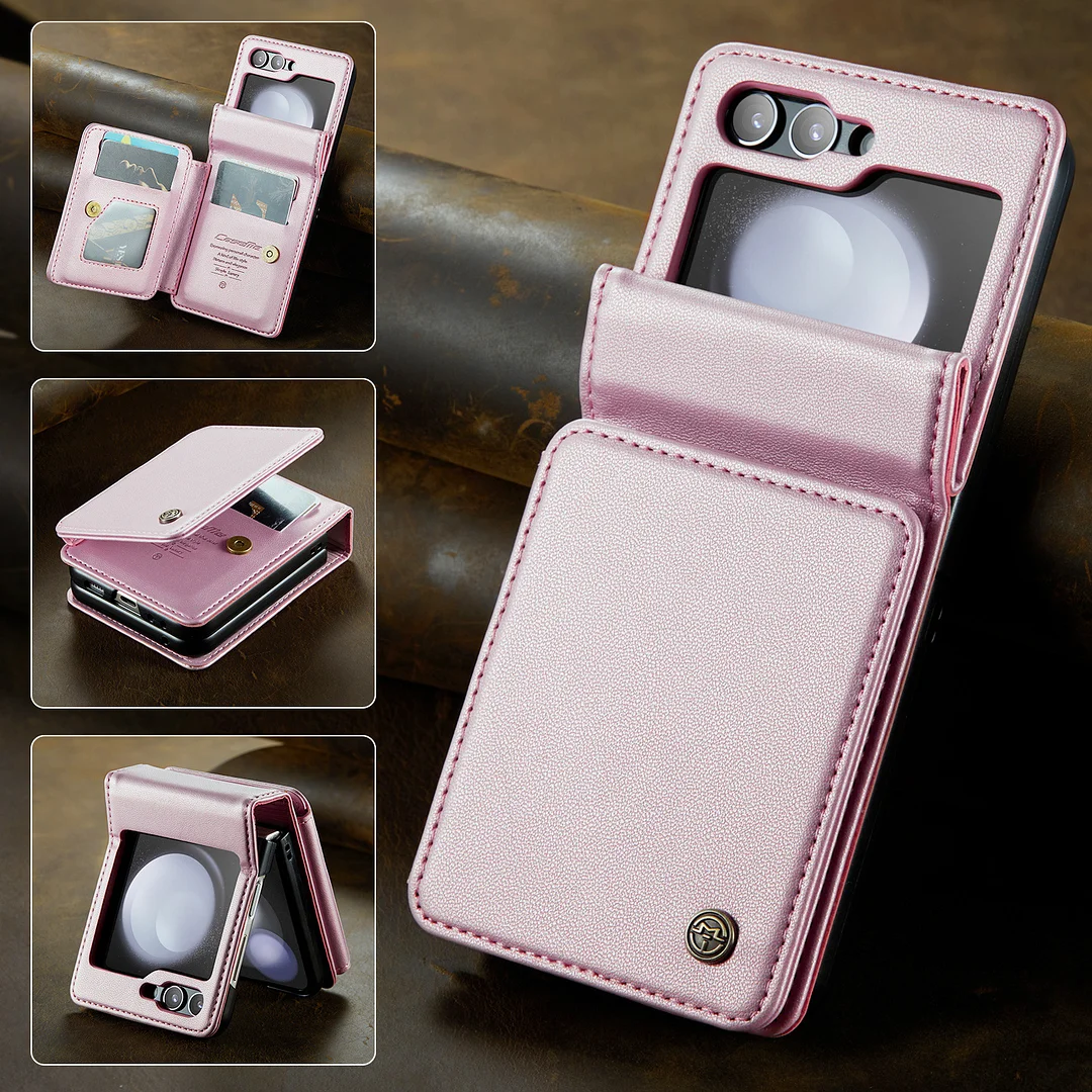 Suitable for Samsung Z Flip series mobile phone case multi-function anti-theft card slot leather case integrated anti-fall protective cover