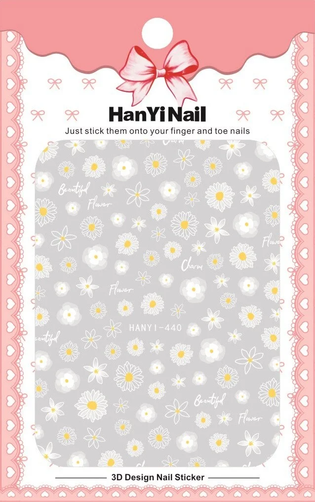 Elegant Daisy Nails Stickers for Manicure Back Adhesive Flower Design Sticker Decals For DIY Nails Art Tips Beauty Decoration