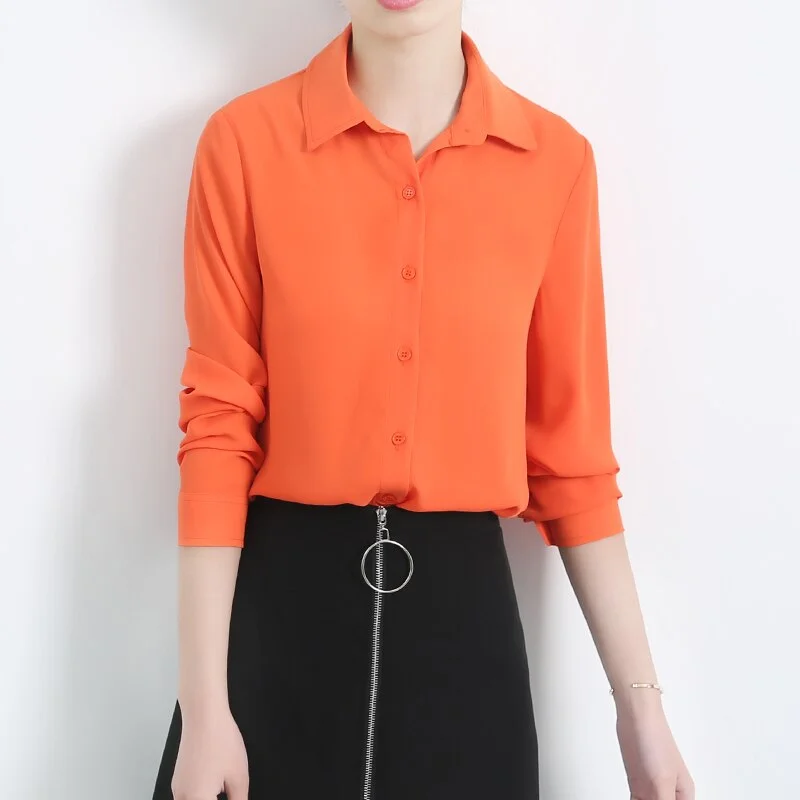 Women Chiffon Shirts Womens Tops And Blouse 2021 New Casual Multi Color Womenswear Plus Size Long Sleeve Blouses Clothing 4XL