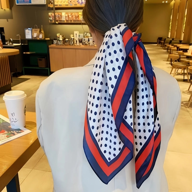 New Artificial Silk 70*70 Fashion Commuter Square Scarf Simple Baita Elegant Silk Scarf Hair Band Bow Headdress