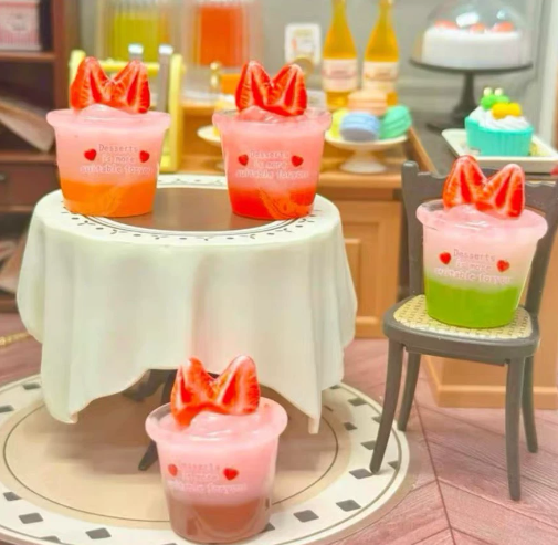 Strawberry Milkshake - Resin Miniature Food Toy