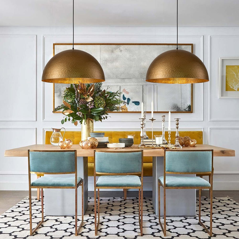 Vintage Luxe Oversized Hammered Dome Pendant Light