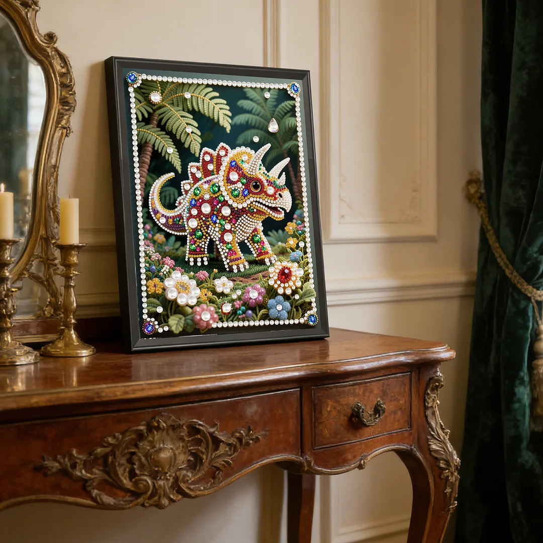 Rhinoceros Special Shaped 5D DIY Partial Drill Pearl Gem Diamond Art Painting Kit for Adults Beginners Home Decor Art Craft Pearl Diamond Painting 30x40cm