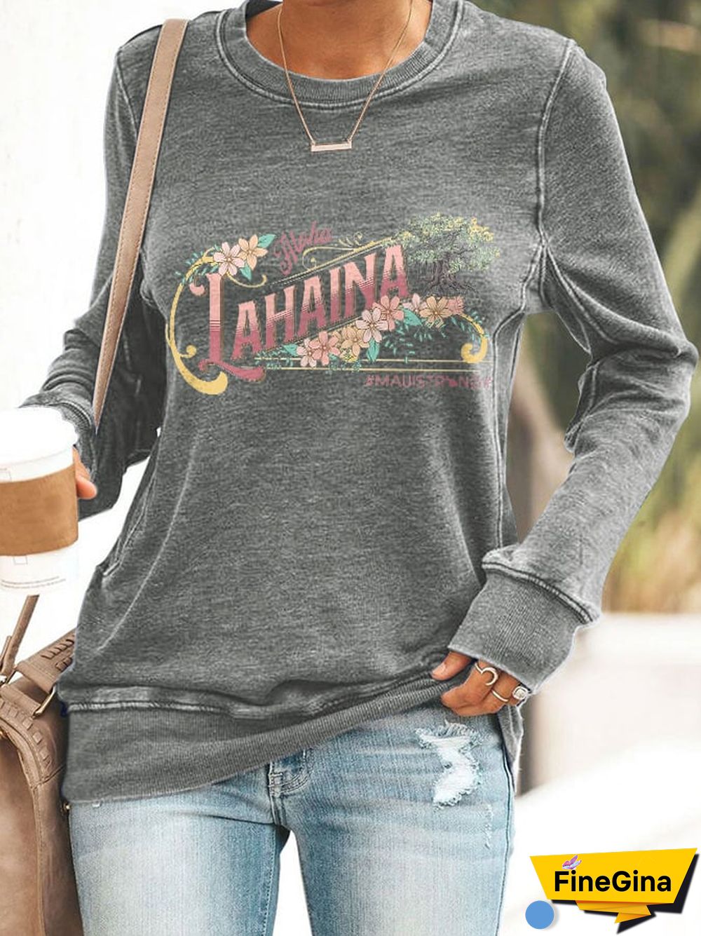 Retro Aloha Lahaina Maui Strong Print Sweatshirt