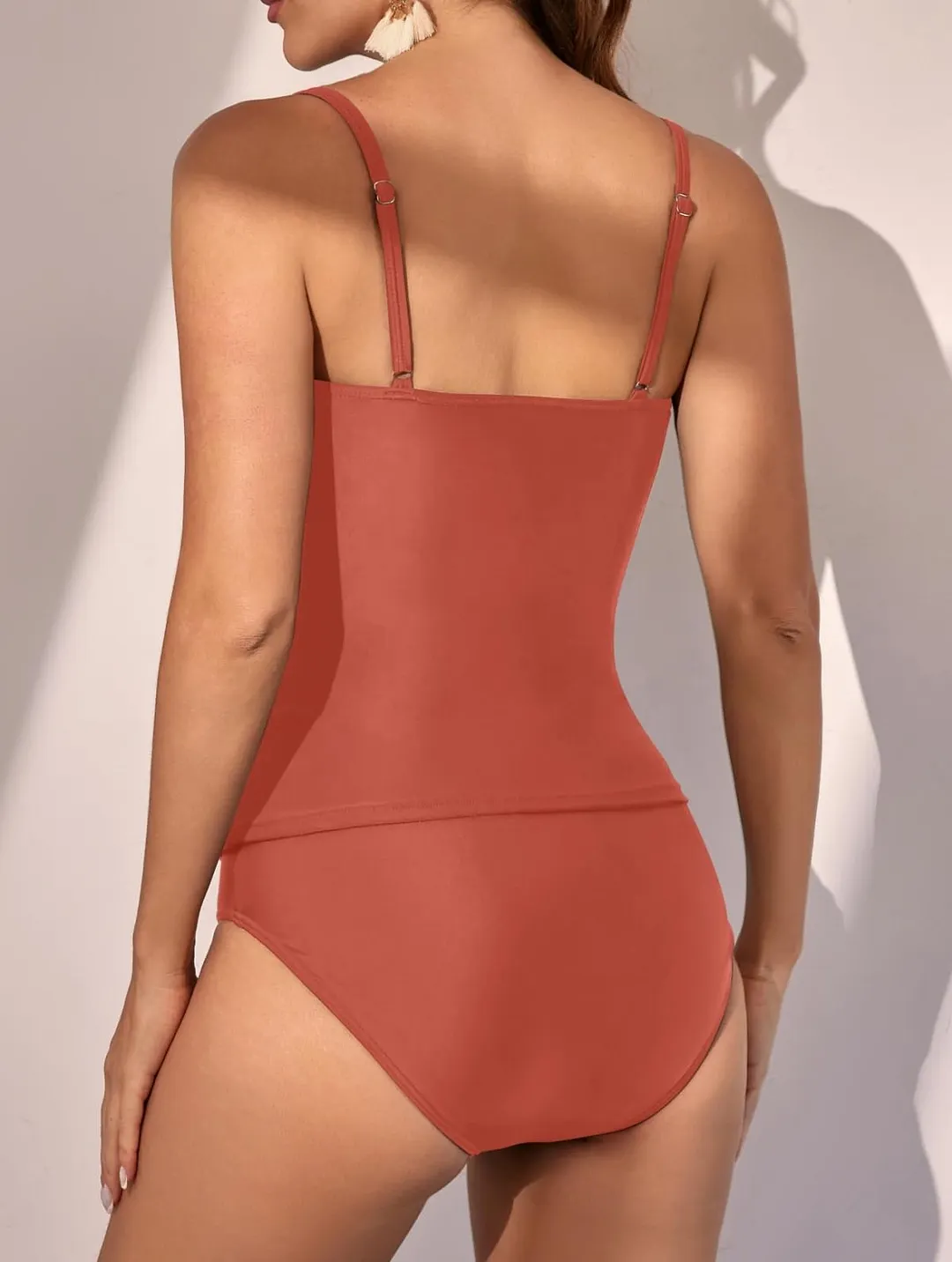 Women's Swimsuit Ruched Tummy Control Tankini Set 