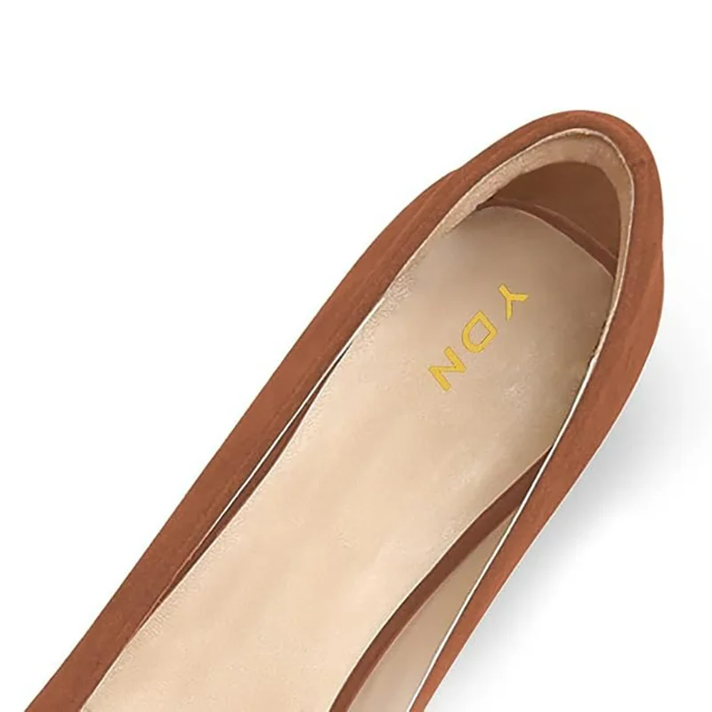 Brown Faux Suede Square Toe Loafer Low Heel Pumps with Tassels