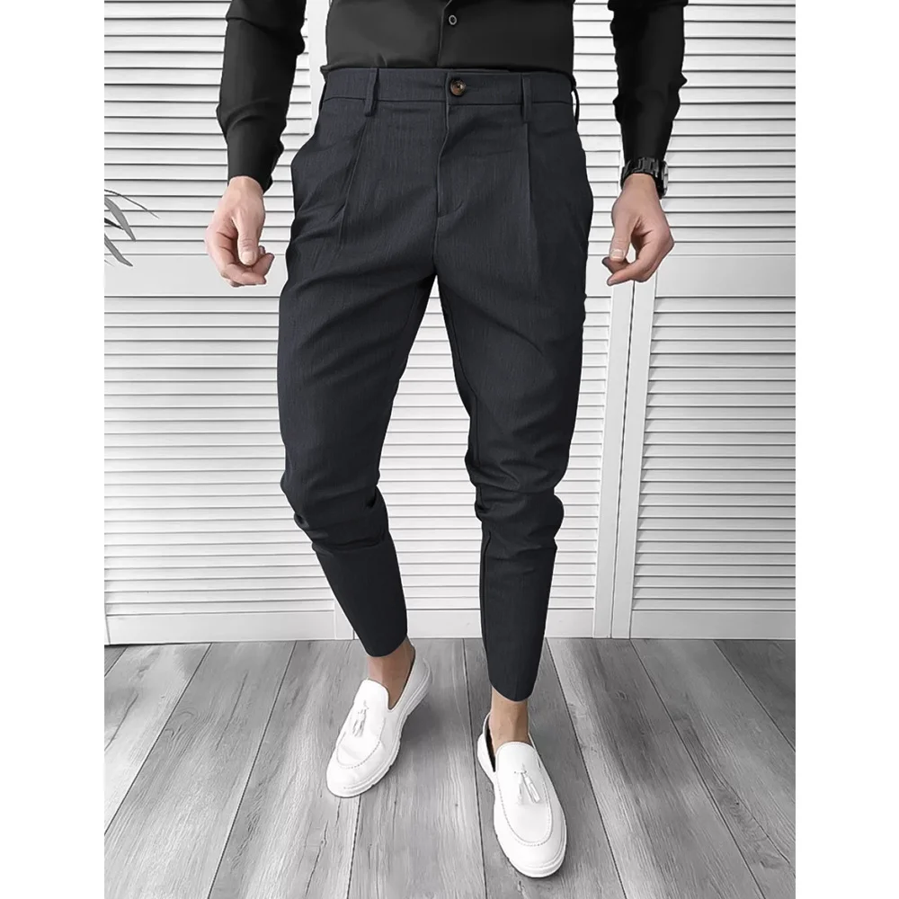 Men's Casual Solid Business Pant Skinny Stretch Chino Pant for Man