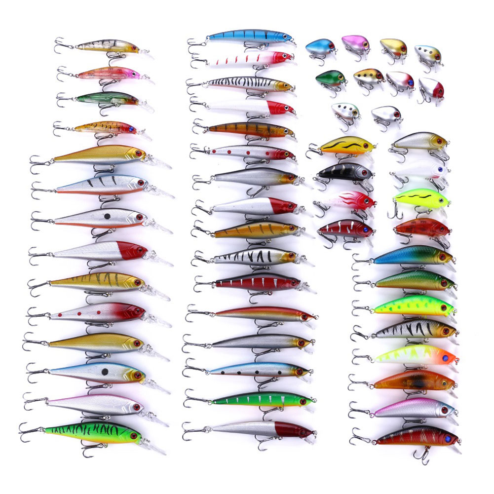 

56pcs Minnow Fishing Lure Crankbait Attractant 10g ABS Wobblers False Bait, 501 Original