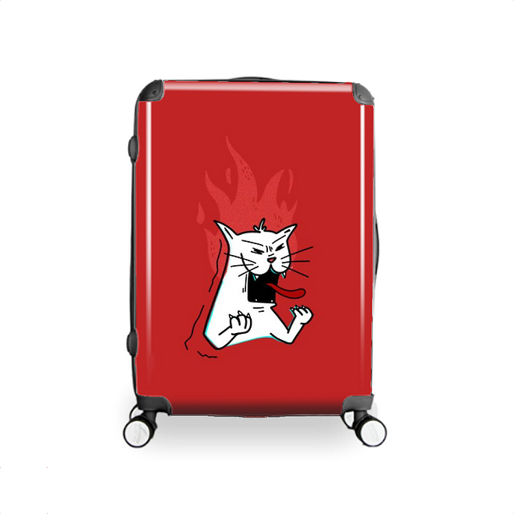Angry White Kitten, Cat Hardside Luggage