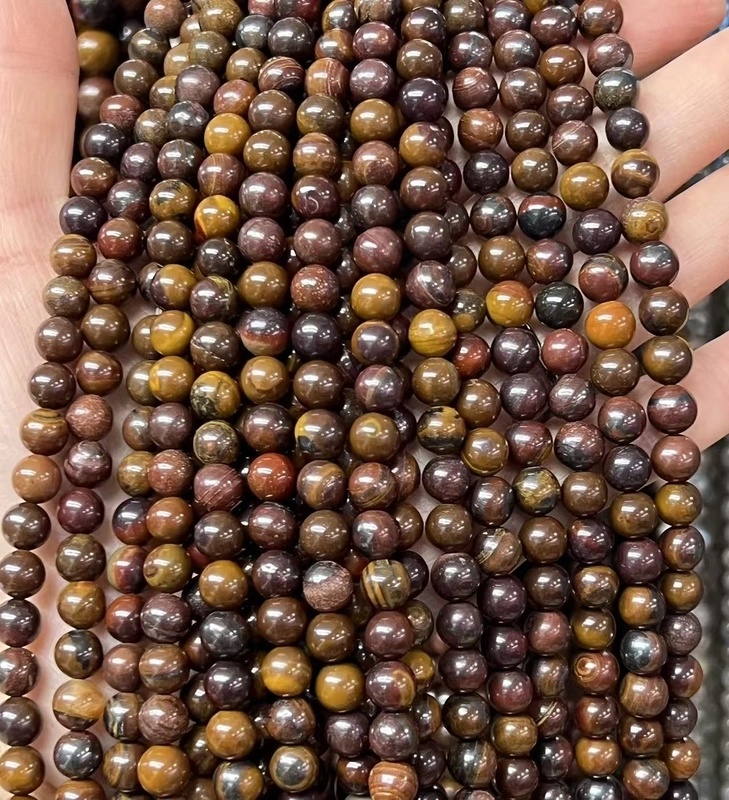 1 Strand/Package Diameter 10mm Diameter 6 Mm Diameter 8mm Natural Stone Tiger Eye Tiger-shaped Stone Iron Tiger Round Polished Beads