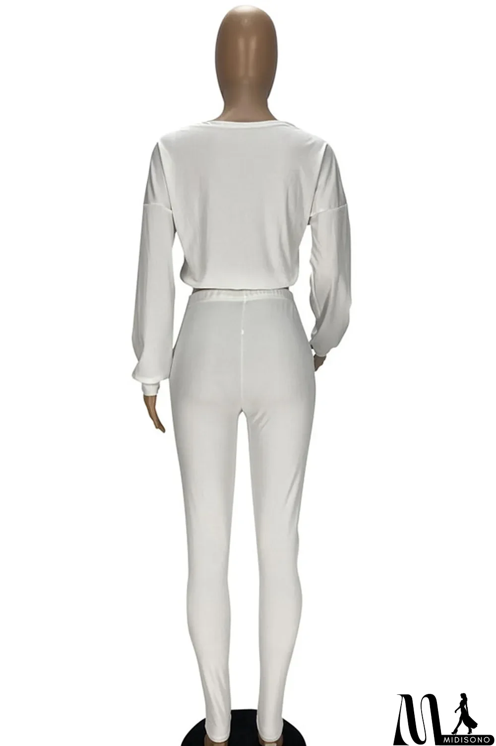 MidiSono - White Fashion Casual Pit Article Fabrics Letter Embroidered Boat Neck Two Pieces