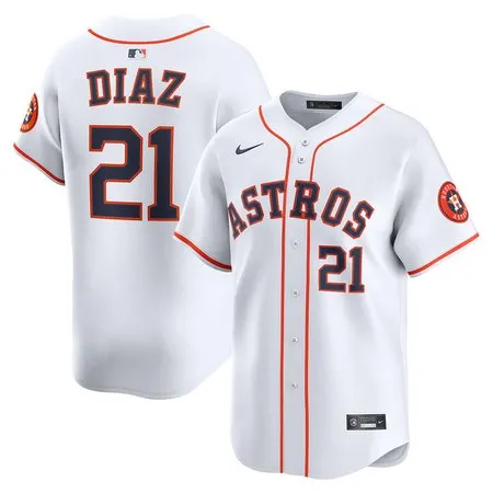 Men's Houston Astros #21 Yainer Diaz  White Home Replica Jersey PYBK