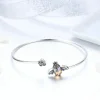 925 Sterling Silver Crystal Yellow Bee Bangle Silver Cute Insect Bracelets