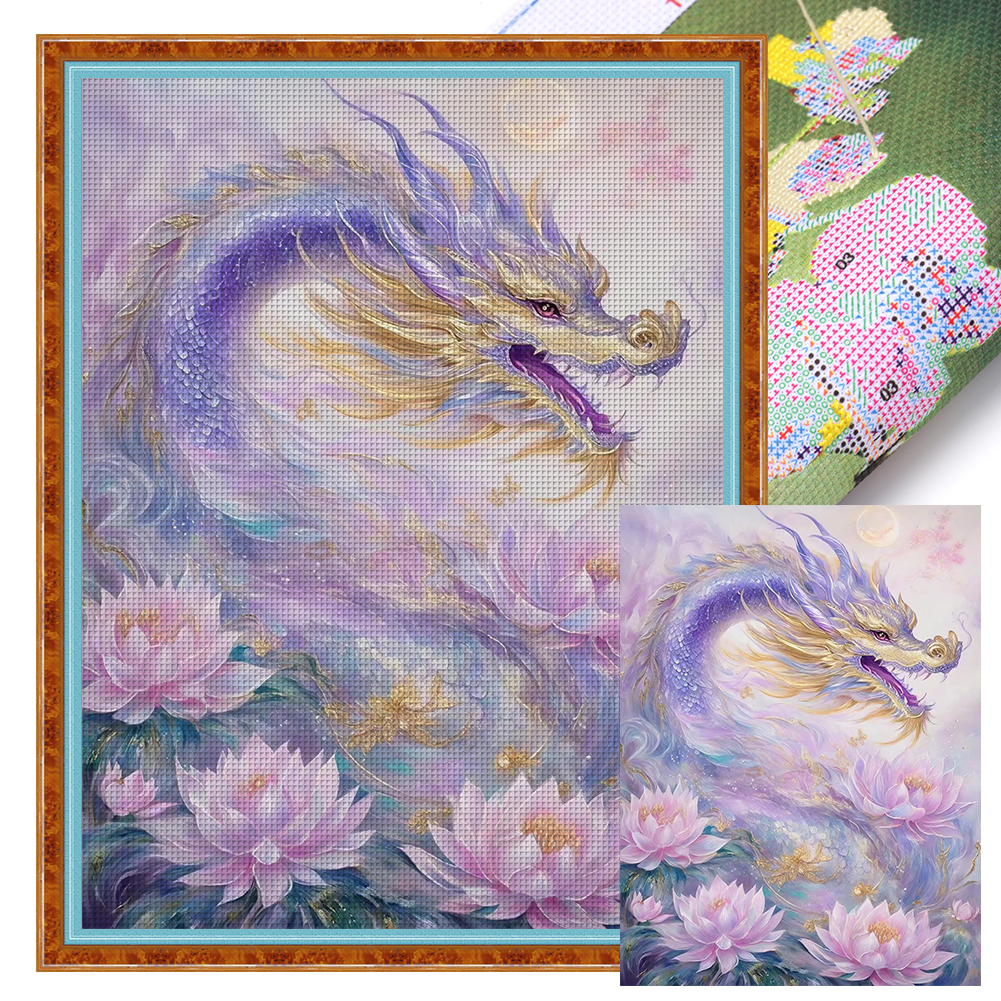 Purple Dragon Full 14CT Pre-stamped Canvas(45*60cm) Cross Stitch