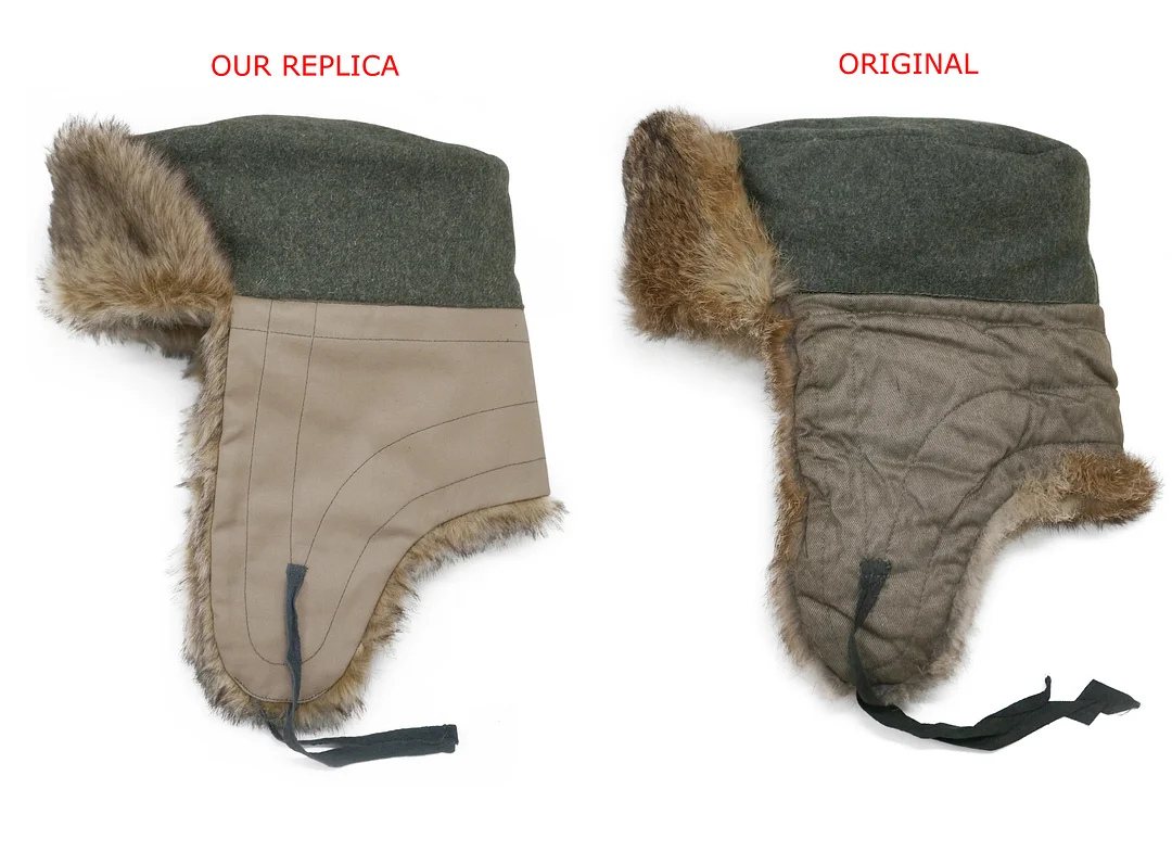   Wehrmacht/Elite German Field Grey Wool Winter Fur Cap German-Uniform