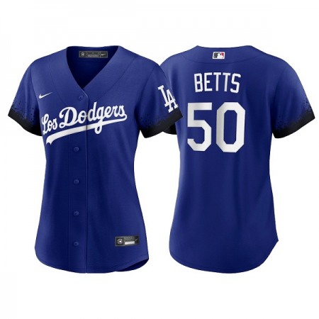 Women's Los Angeles Dodgers #50 Mookie Betts 2021 Royal City Connect Cool Base Stitched Baseball Jersey(Run Small) K4HZ