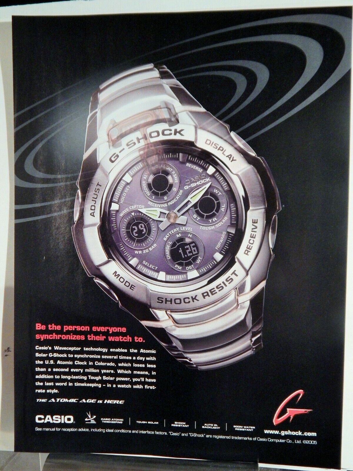 CASIO ATOMIC SOLAR G-SHOCK WATCH / EVA HABERMANN SEXY Photo Poster painting ORIGINAL 2005 VTG AD