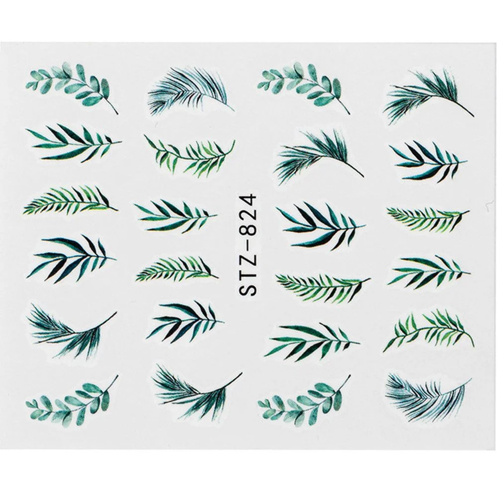 Churchf Palm Tree Coconut Tree Leaf Flower Design Nail Stickers Summer Nail Art Decoration Water Transfer Sliders For Nails DIY