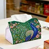 Diamond Art Tissue Box Cover DIY PU Desktop Organizer Large(peacock)