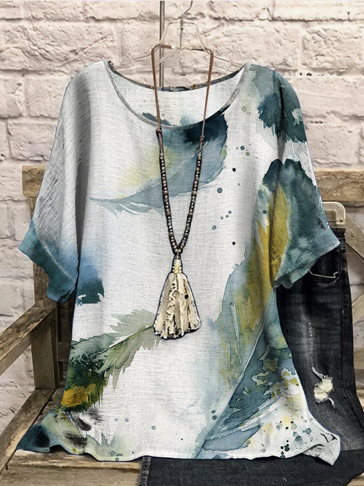 Women Long Sleeve V-neck Graphic Floral Printed Top