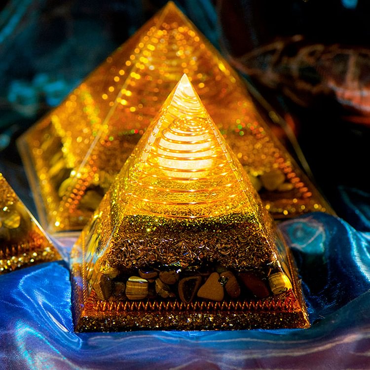 Clear Quartz With Tiger Eye Orgone Pyramid