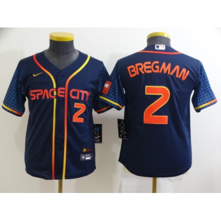 Youth Houston Astros #2 Alex Bregman 2022 Navy City Connect Stitched Jersey FC70