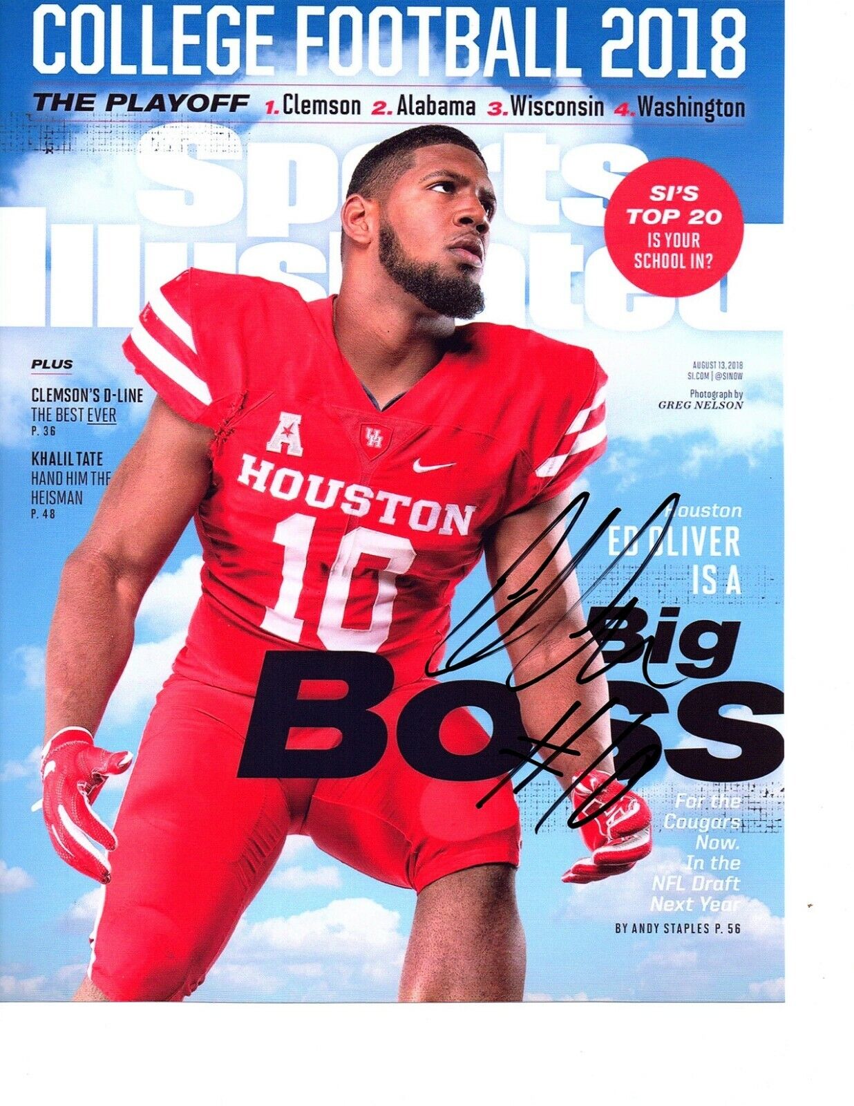 Ed Oliver Houston Cougars Signed autographed 8x10 football Photo Poster painting 2019 NFL Draft!