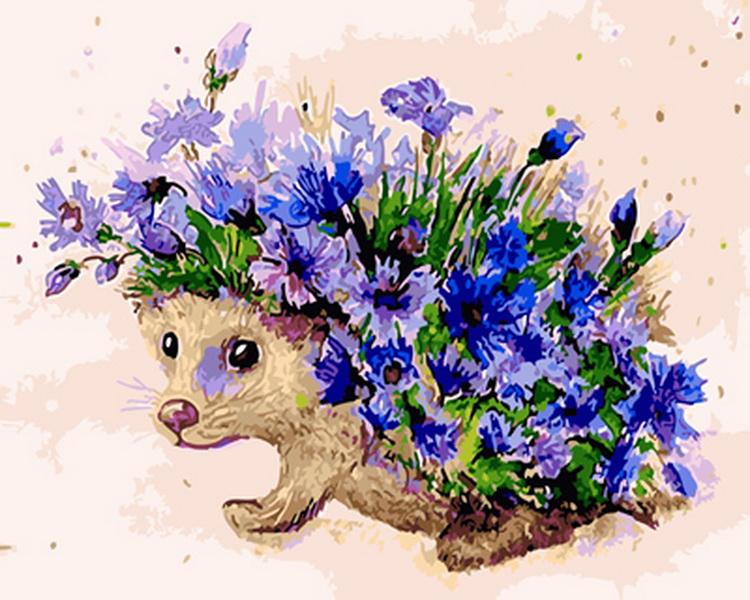 

Hedgehog With Blue Flower – Paint By Numbers - 40*50CM, 501 Original