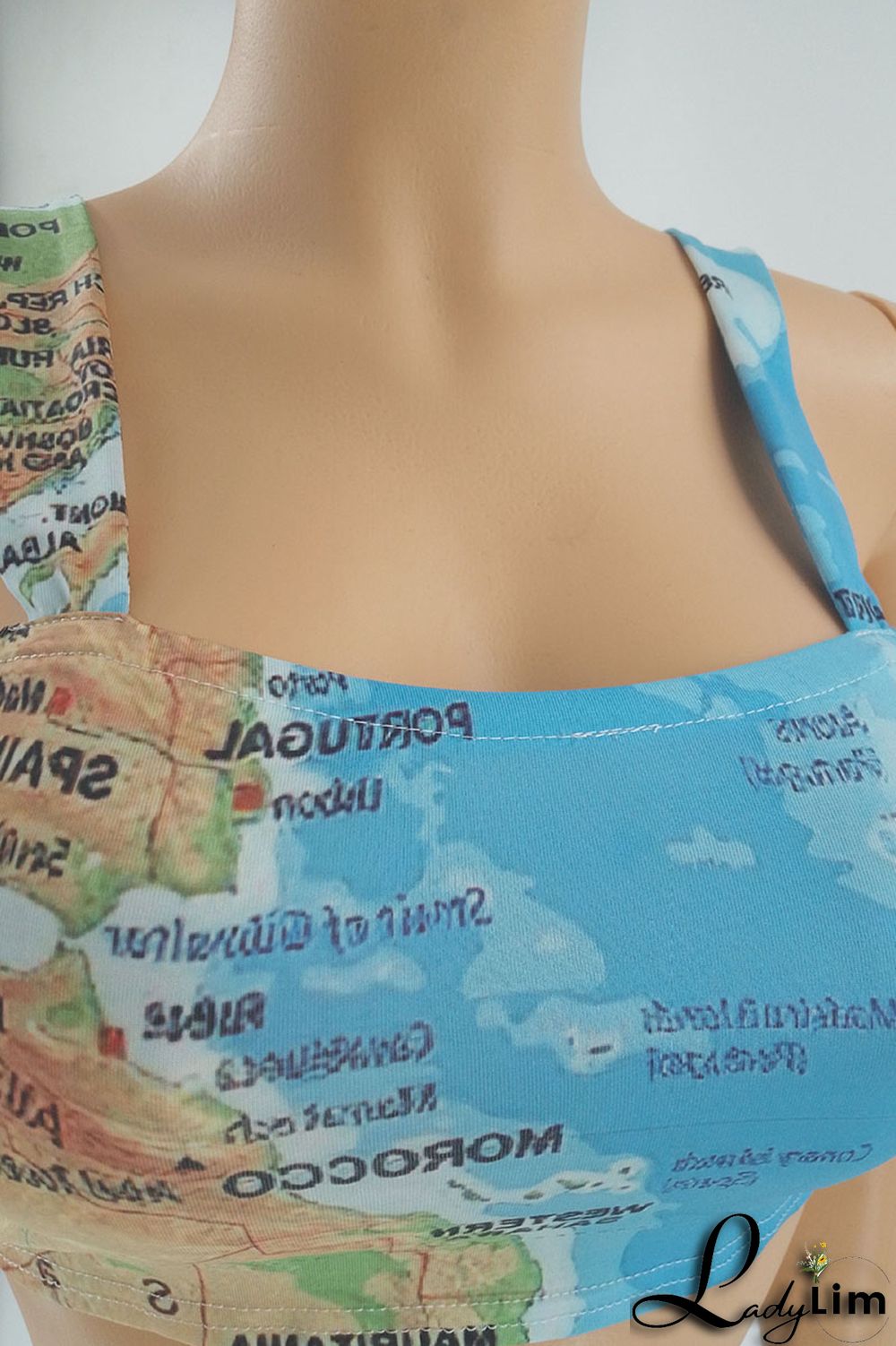 Purple Sexy Print Patchwork Spaghetti Strap Sleeveless Two Pieces