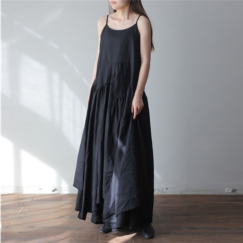 Summer Cotton Dress For Women Sleeveless Long Dresses 2021 Female Solid Boho Dress Lady Irregular Sundress White